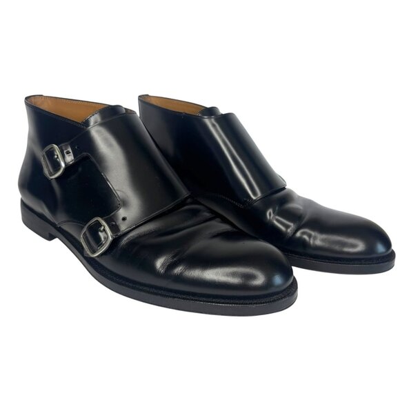 JIMMY CHOO Men Black Double Monk Strap Shiny Leather Chukka Boots Size US 12 main image 16